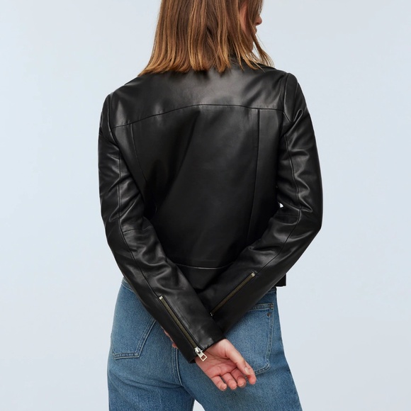 SHRUNKEN ZIP-FRONT JACKET (LEATHER) - BLACK - MADEWELL - Picture 4 of 6